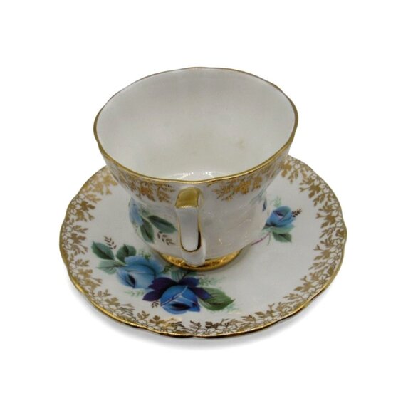 WINDSOR Blue Floral Teacup and Saucer England Vintage - Picture 4 of 11